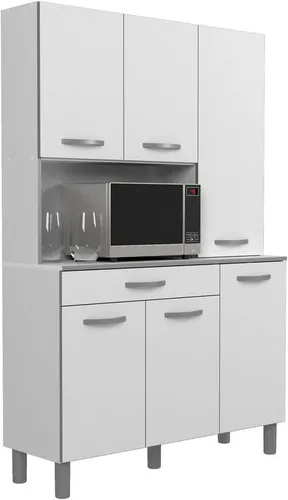 Parisot Buffet Season 22 - Viel Stauraum, Made in Europe - Buffetschränke mit 6 Türen, 4 Einlegeböden und pflegeleichter Oberfläche, ideal für kleine Räume und stilvolle Aufbewahrung.