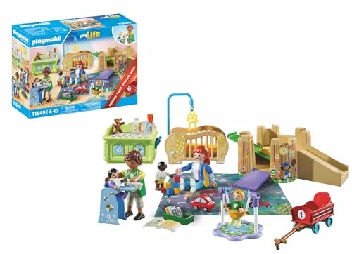 PLAYMOBIL MyLife Promo Pack 71649 Krabbelgruppe, inklusive fünf Figuren, Spielturm, Rutsche und vielen niedlichen Accessoires, detailreiches Spielzeug für Kinder ab 4 Jahren