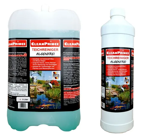 Teichreiniger Aqua Clean 5+1 Liter - Wasserpflege & Algenmittel, effektiver Algenentferner für Teiche mit Fischen, sorgt für klares Wasser und gesundes Teichleben.