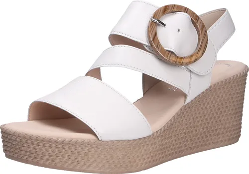 Gabor Sandalen Nappaleder Keilsandalette beige 38 EU - Wanderschuhe in Größe 38, aus hochwertigem Nappaleder mit bequemen 8 cm Keilabsatz und praktischem Klettverschluss – ideal für entspannte Sommerausflüge.