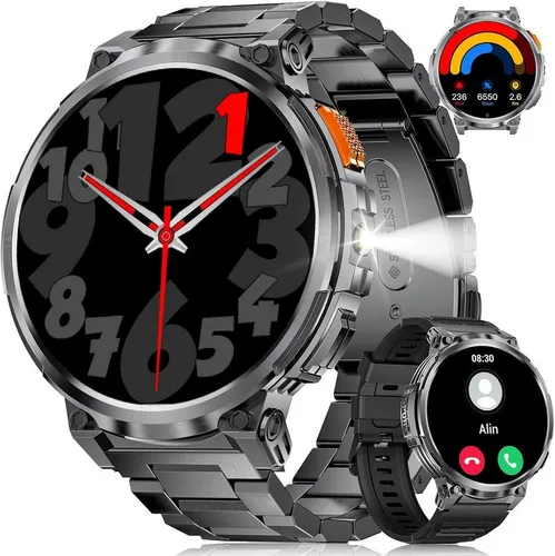 FoxBox FV6 Smartwatch (4,6 cm, android ios), Herren Outdoor Smartwatch mit 1.85