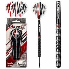 Karella HiPower 90% Tungsten Steeldart 22g - Profi-Dartpfeile für optimale Präzision - Steel-Dartpfeile 90% Tungsten mit PVD-Beschichtung für besten Grip und Wurfgefühl. Ideal für klassische Dartscheiben, inklusive Karella XT-Shafts und Profi Flights.