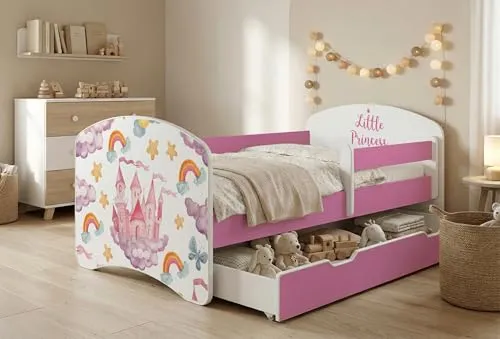 Happy Babies Kinderbett mit Rausfallschutz und Matratze 160x80 – Ideales Bett für Mädchen und Jungen