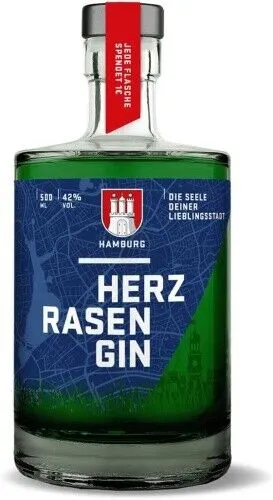 Herzrasen Gin Hamburg Edition - 42% Vol. 0,5l - Premium Gin aus Hamburg mit fruchtigem Aroma von Zitrone und Piment, ideal für kreative Cocktails oder pur genießen.