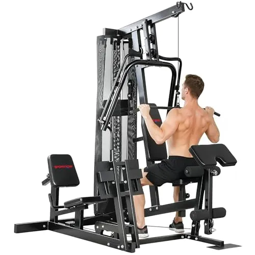 SPORTNOW Kraftstation mit Latzug und Butterflystange – Multifunktionales Fitnessgerät für Zuhause