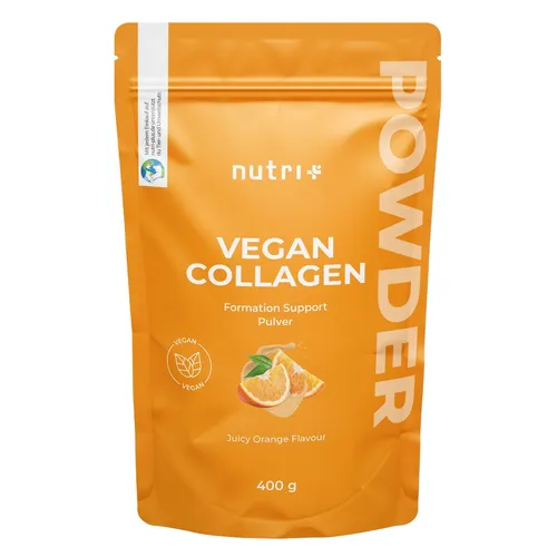 Nutri + Vegan Collagen Formation Support - Pulver mit Hyaluronsäure - Hyaluronsäure-Pulver zur Unterstützung der Kollagenbildung, 100% vegan, frei von tierischen Inhaltsstoffen und ideal für straffe Haut, Haare und Nägel.