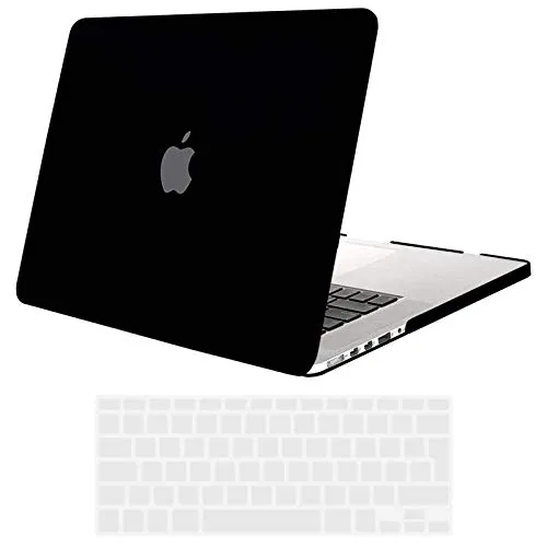 TECOOL Hülle Kompatibel mit Alten MacBook Pro 13 Zoll Retina 2015 2014 2013 2012 (A1502 A1425), Ultradünne Schutzhülle Hartschale Case mit Tastaturschutz (EU Layout), Schwarz