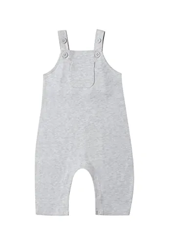 Stellou & friends Baby-Kleidung Latzhose Jungen & Mädchen, Kinder Overall-Strampler, newborn Anzug, Jumpsuit, baby erstausstattung neugeborene, aus 100% Baumwolle- Hellgrau, Gr. 50/56