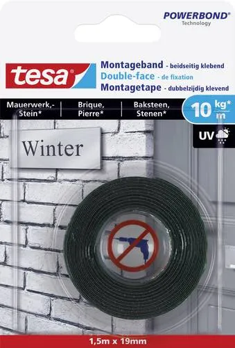 tesa BRICK & STONE 77748-00000-00 Montageband tesa Powerbond Schwarz (L x B) 1.5 m x 19 mm 1 St.