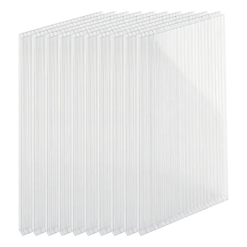 relaxdays Doppelstegplatte Set 4mm, 10er Pack - Vielseitige Hohlkammerplatten für den Garten - Ideal für Gewächshäuser und DIY-Projekte: Diese robusten Polycarbonat-Platten sind lichtdurchlässig, bruchfest und leicht zuschneidbar. Perfekt für eine effektive Wärmedämmung und einfache Montage im Außenbereich.