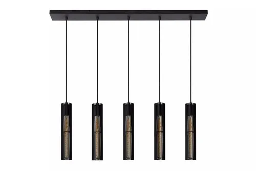 Licht-Erlebnisse Pendelleuchte DORUN, ohne Leuchtmittel, Metall E27 H: max. 180 cm Schwarz länglich Modern