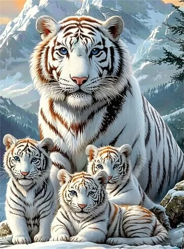 NZNANCHU Tiger Diamond Painting Erwachsene,5D Tiere Diamant Painting Bilder,Diamants Painting Erwachsene Für Home Wand Decor,Frauen Geschenk(Weißer Tiger)
