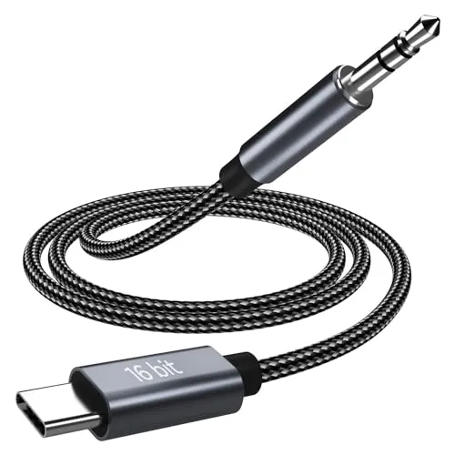 MMOBIEL USB C auf 3.5mm Audio Aux Jack Kabel 16 Bit USB-C auf Auxiliary Kopfhörer Stecker Stereo Kabel Auto - Kompatibel mit iPhone 17 16 15 Serie, iPad Pro, Samsung Galaxy S25 S24 S23 S22 etc. - 1m