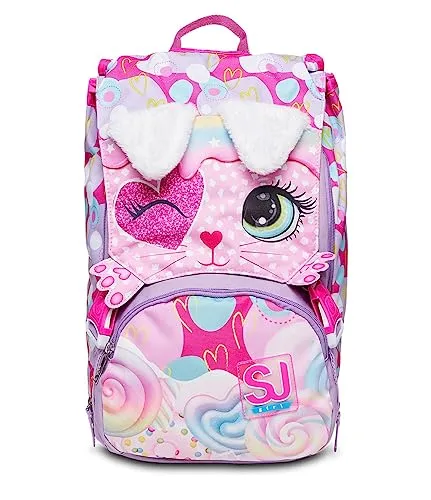 SJ GANG STYLE JAM GANG Rucksack für Schule, Sport, Freizeit, Erweiterbarer Schulranzen, Geräumige Schultasche für Mädchen, Extra Platz, Trinkflaschenfach, rosa