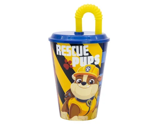 PAW PATROL Trinkflasche Trinkbecher 430 ml mit Deckel und Strohhalm