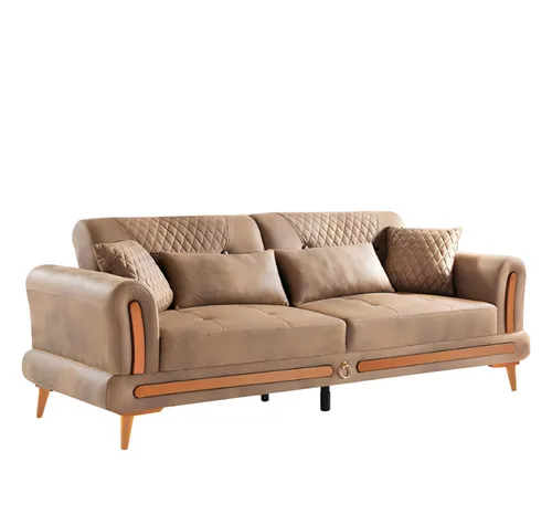 Modernes Ledersofa 3-Sitzer Wohnlandschaft in Braun - Elegantes 3-Sitzer Sofa aus hochwertigem Leder, ideal für das Wohnzimmer. Mit einem modernen Design, bequemer Polsterung und stabilen Holzgestell für langanhaltenden Komfort.