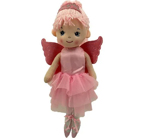 Sweety Toys 13289 Stoffpuppe Ballerina Fee - Weich- & Stoffpuppen: Hochwertige Ballerina Puppe mit detailreichem rosa Kleid und Krone, antiallergisch und schwer entflammbar, perfekt für kleine Prinzessinnen.