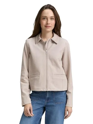 TOM TAILOR Jackenblazer mit Kragen, Gr. XS, soft taupe melange - Eleganter Jackenblazer für Frauen, ideal für Business-Meetings. Bequeme Baumwoll-Qualität sorgt für hohen Tragekomfort und eine perfekte Passform.