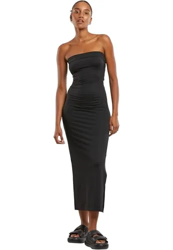 Urban Classics Damen Kleid Ladies Bandeau Midi Dress - Freizeitkleid für Damen, trägerloses Bandeau-Design für elegante Anlässe, schmal geschnitten für eine schmeichelhafte Silhouette und hohen Tragekomfort.