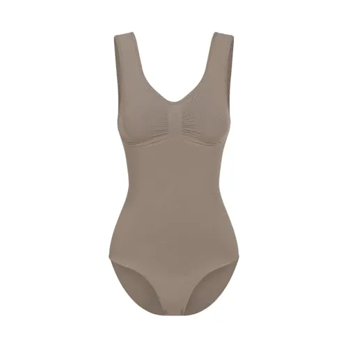 creamy fabrics Damen Figurformender Shapewear Bodysuit mit Shorts – Perfekt unter Kleidern – Starke Kompression für Bauch, Taille & Oberschenkel – Nahtlos & Verstellbare Träger