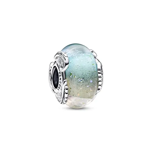 PANDORA Mehrfarbiges Murano-Glas & Geschwungene Feder Charm - Bead Charms für Damen, strahlendes Design aus Murano-Glas und Sterling-Silber, ideal als Geschenk für besondere Menschen in deinem Leben.