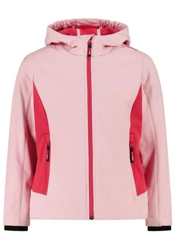 CMP Girl's Jacket Fix Hood Softshell - Wetterfeste Softshelljacke für Kinder - Outdoor Freizeitjacke für Kinder in Rosa, Größe 116; wind- und wasserdicht mit Stretch für optimale Bewegungsfreiheit beim Wandern.