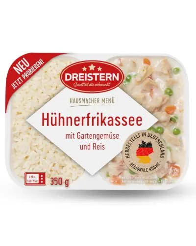 DREISTERN Hühnerfrikassee mit Gartengemüse & Reis 350g