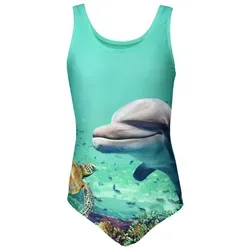 Aquarti Mädchen Badeanzug mit Ringerrücken und Delfin-Print - Badeanzüge für Mädchen, schnelltrocknend, chlorbeständig und UV-resistent – ideal für Strandurlaub und Schwimmunterricht mit perfektem Sitz.