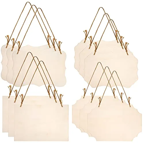 YiPHomn 12 Stück unlackiertes Holzschilder zum Aufhängen, Blanko Holzschild Schreiben für Heimdekoration Basteln Banner Brandmalerei Hochzeit Küche Café Bar DIY