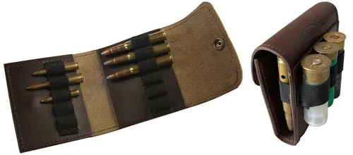 Leder Patronenetui für kombinierte Jagdwaffen 6 gr / 5 kl/ 4 Schrot braun