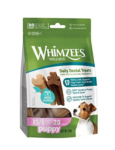 WHIMZEES Puppy Stix XS/S, 28 Stück – Größe XS/S, Kaustangen für kleine Welpen, Getreidefrei, Natürlich, ohne Zuckerzusatz