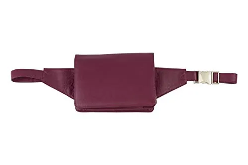 Gürteltasche LEAS in Echt-Leder, Cherry - Premium Qualität für jeden Anlass - Mode-Hüfttaschen mit hochwertiger Volllederausstattung, 3 Reißverschlussfächern und verstellbarem Riemen für optimalen Tragekomfort.