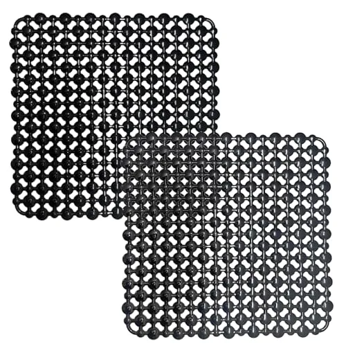 Echehi 2er-Pack Spülbeckeneinlage, 27 x 27 cm Selbst Zugeschnittene Spülbeckenmatte für Küchenspülen, Schnell Ablaufende Spülbecken Matte für Geschirr, Glaswaren, Gemüse. Schwarz