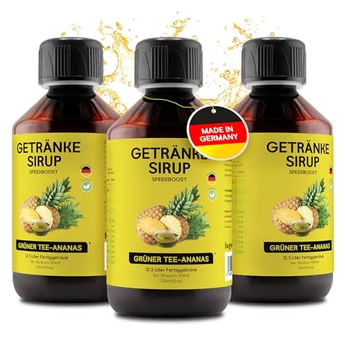 hCGC Immunsystem Sirup - SpeedBoost 3x 250ml, Vegan - Zuckerfreies Getränkekonzentrat für 12,5L Fertiggetränk - Fruchtsirup Immunsystem Booster mit Vitaminen & L-Carnitin | Grüntee-Ananas