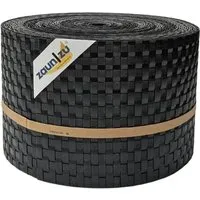 zaunzu Sichtschutzstreifen Rattan PE Schwarz 26m - Zaunelemente – UV-beständig und einfacher Sichtschutz für Doppelstabmattenzäune, bietet moderne RATTAN-Optik und effektiven Windschutz.