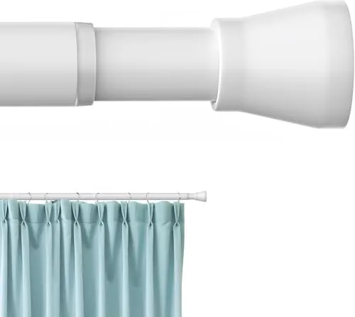 AIZESI 1 Stück Gardinenstange ohne Bohren Teleskopstange Vorhangstange Duschvorhangstange Spannstange Verstellbare Gardinenstange Klemmstange für Gardinen, Badezimmer Weiß 110-190CM (Durchmesser 22mm)