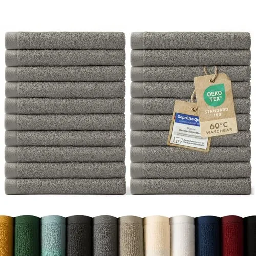 Blumtal Premium Frottier Gästehandtücher Set 24 teilig 100% Baumwolle - Oeko-TEX zertifiziertes Gästehandtuch 24x (30x30 cm) - Ultra saugstarkes Gästetücher Set waschbar °60 - Handtücher Grau