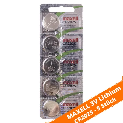Maxell CR 2025 Lithium Batterien 3V Knopfzellen LED Kerze Autoschlüssel 5 x