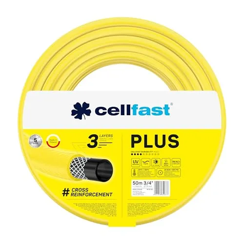 Gartenschlauch Cellfast Plus 3/4 Zoll 50m - 3-lagig - Gartenschlauch mit UV-Schutz und Frost-Schutz, ideal für den Außenbereich. Langlebig und flexibel, perfekt für Gartenbewässerung.