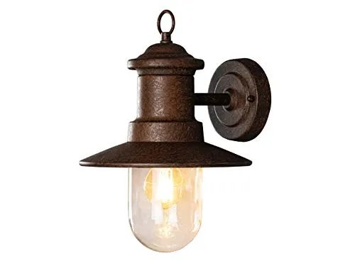 Hochwertige LED Vintage Außenwandleuchte in Rostoptik - Vielseitige Außenbeleuchtung für Haus und Terrasse, IP 44 Schutzklasse, inklusive E27 Filament LED Leuchtmittel für warmweißes Licht.