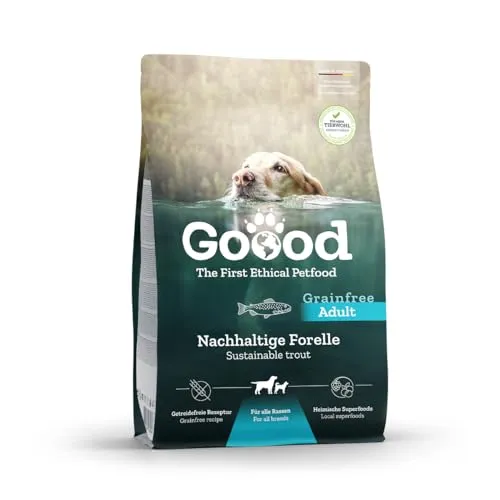 Goood Adult Nachhaltige Forelle – Trockenfutter, Hundefutter – getreidefrei, für Haut und Fell, mit hochwertigen Proteinen – für ausgewachsene Hunde – 10kg