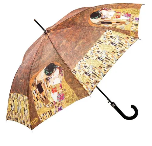 Luckyweather Stockregenschirm THE KISS Automatik in braun von Luckyweather not just any other day