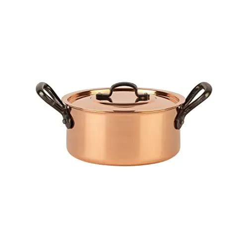 Cuisine Romefort Kupfertopf 16 cm - Traditioneller Schmortopf aus hochwertigem Kupfer mit Gusseisengriff, ideal für gleichmäßige Wärmeverteilung beim Kochen von Suppen und Eintöpfen.