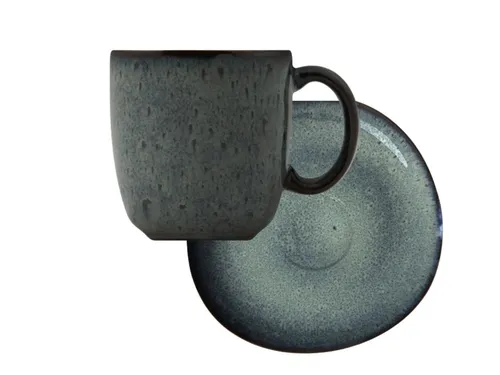 like. by Villeroy & Boch Tasse Lave gris Kaffeetasse mit Untertasse 2tlg, Steingut