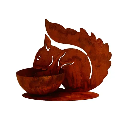 abc HOME Vogelfutterstelle Metall Rostoptik Eichhörnchen Futterstation Wanddeko