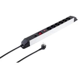 Steckdosenleiste 6-Fach Alu mit Überspannungsschutz