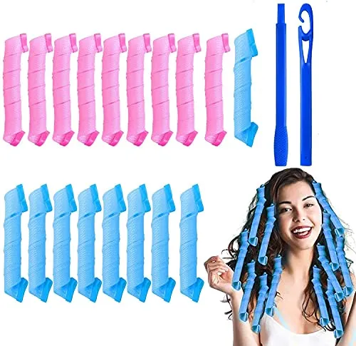 URAQT Lockenwickler Große Locken,18pcs DIY Wave Styling Kit Haar Lockenwickler Rollen Hair Curler für Waves Styler mit Styling-haken, 3cm