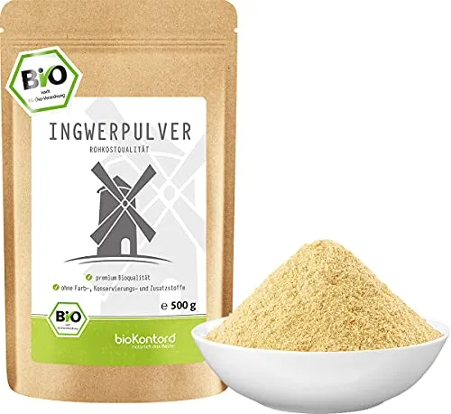 Ingwerpulver BIO gemahlen 500g I 100% natürlich und rein - ohne Zusatzstoffe I Ingwer gemahlen in Rohkostqualität von bioKontor
