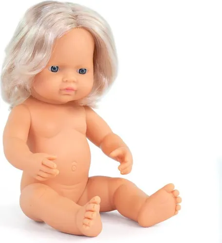 Miniland Puppe Europäisches Mädchen 38cm - pädagogische Babypuppe Spielzeug