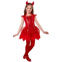 Widmann S.r.l. Kostüm Teufelchen Kleid + Hörner Kinderkostüm rot 104